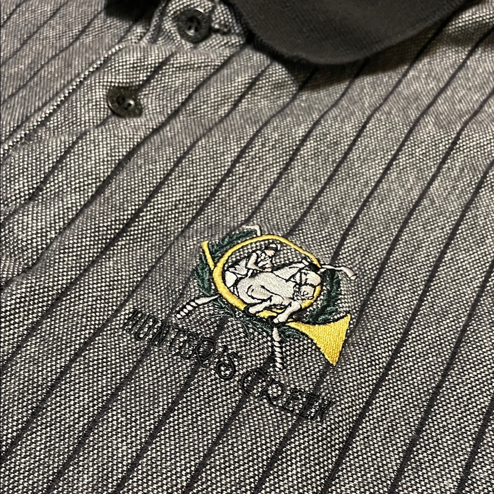 Vintage BOAST Polo Shirt Mens Gray Black Striped 100% Cotton Preppy 80s 90s Sz M - Picture 4 of 10